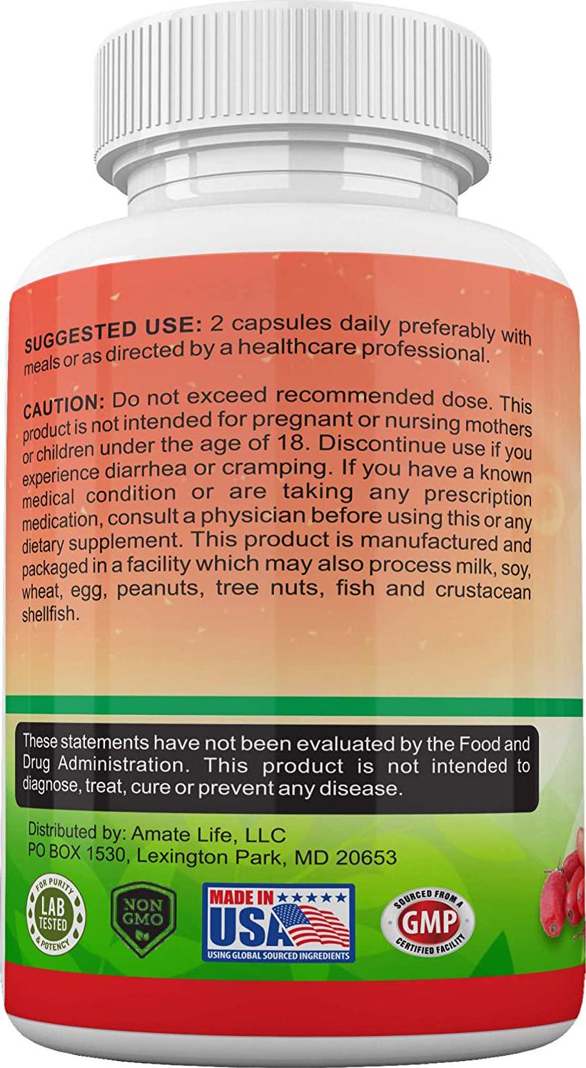 Berberine Supplement (60 Vegetable Capsules) | Infused with Natural Berberine HCI for Immune Support | Supports Heart, Metabolism and Blood Sugar Health | Non-GMO Formula | Made in USA by Amate Life