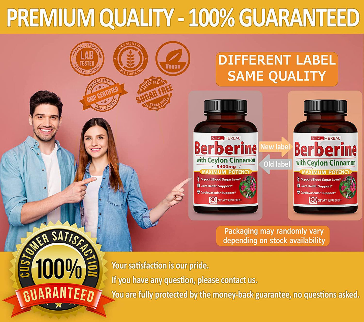 Berberine with Ceylon Cinnamon Capsules Equivalent to 3400 mg Maximum Potency with Gymnema Sylvestre Ashwagandha Black Pepper - Glucose Metabolism Support - 90 Days Supply