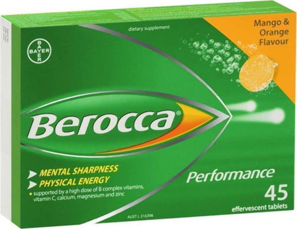 Berocca Mango and Orange 45 Effervescent Tablets 15-Count (Pack of 3)