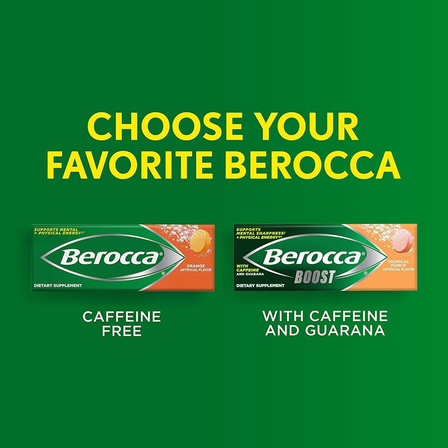 Berocca Orange Effervescent Tablets, Caffeine Free, 20 Count