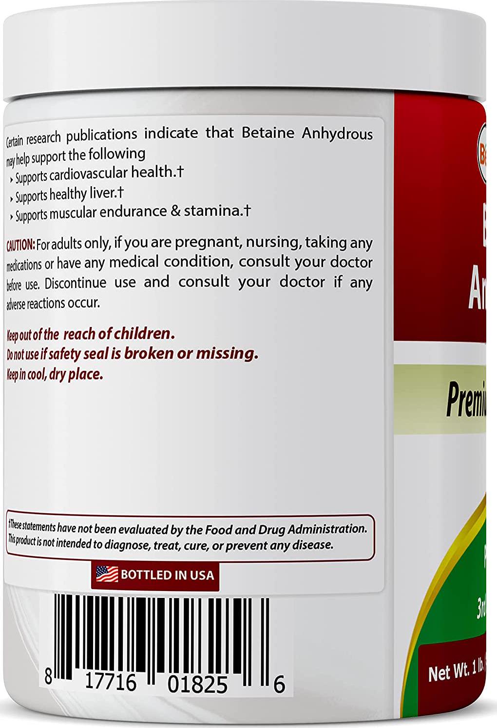 Best Naturals Betaine Anhydrous Trimethylglycine (TMG) Pure Powder 1 Pound