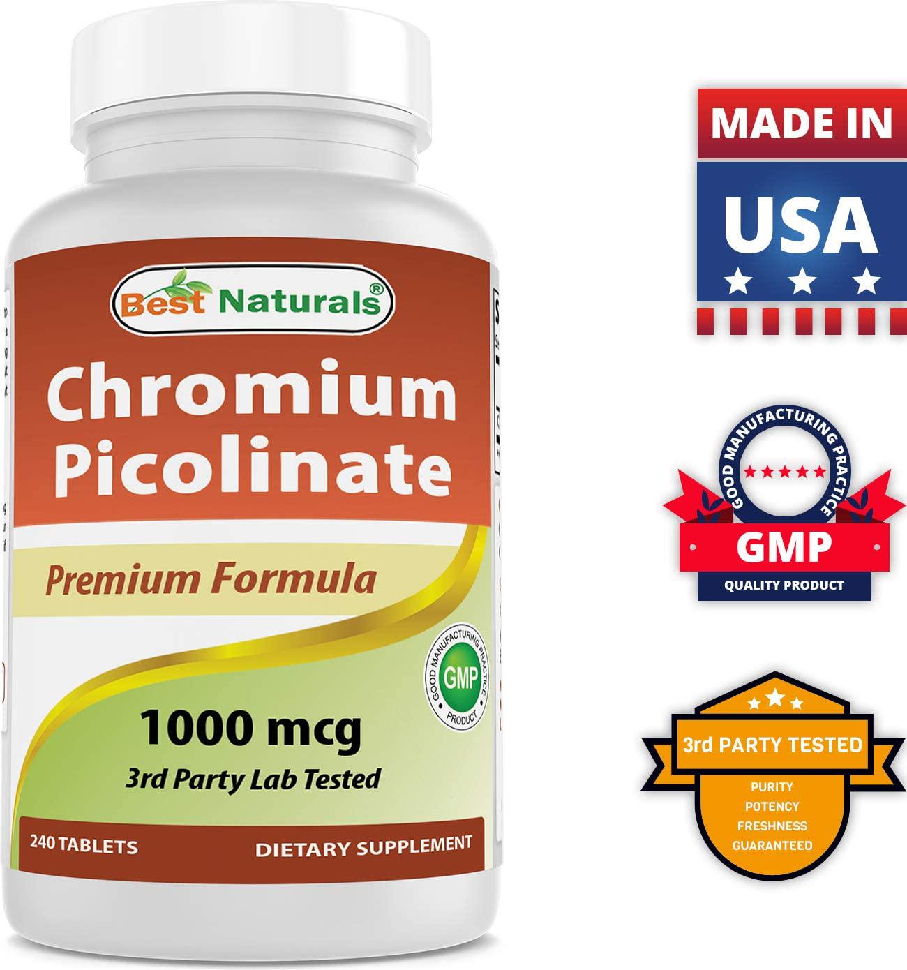 Best Naturals Chromium Picolinate 1000 mcg 240 Tablets