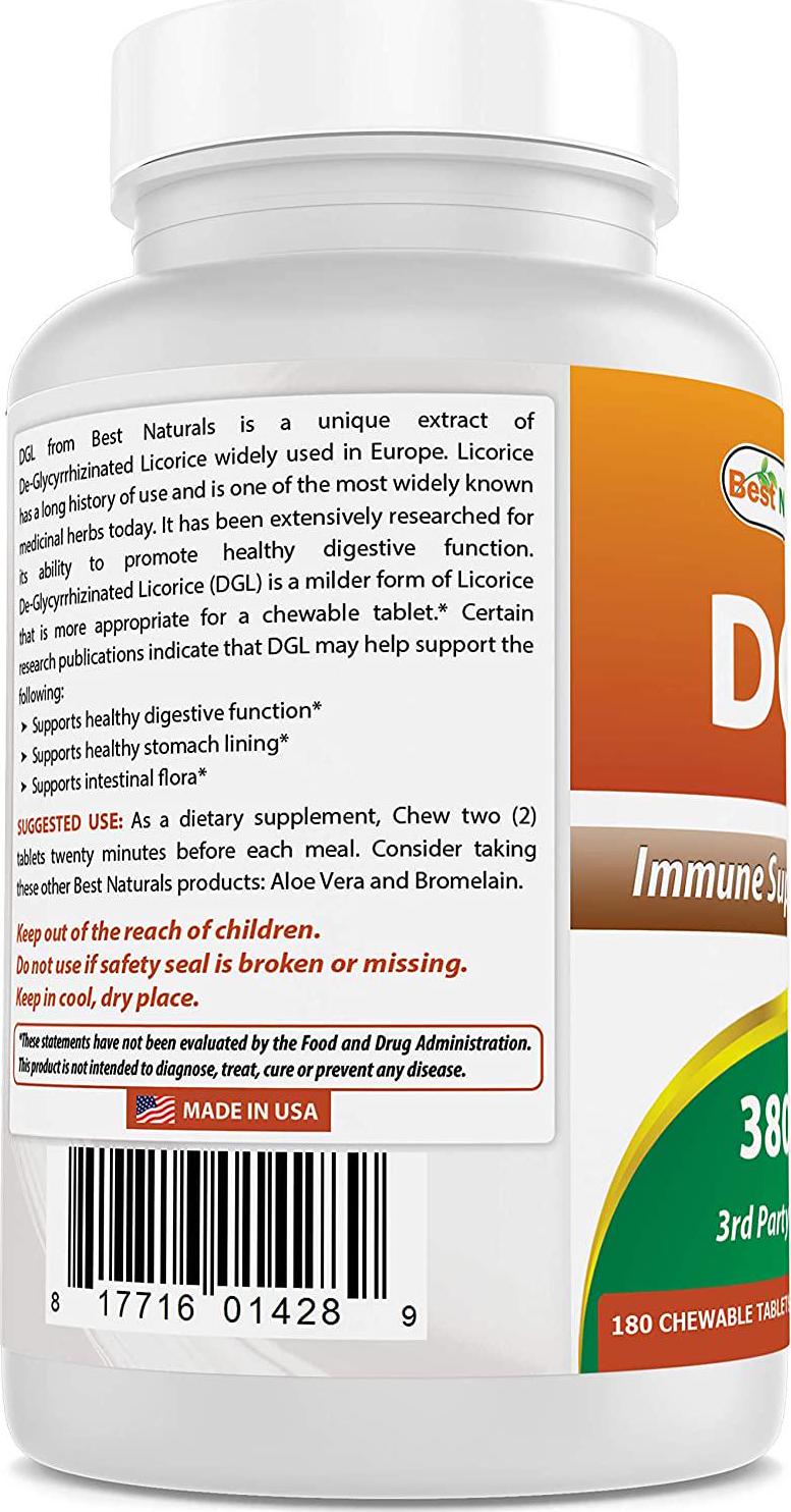 Best Naturals DGL Chewable 380 mg 180 Tablets