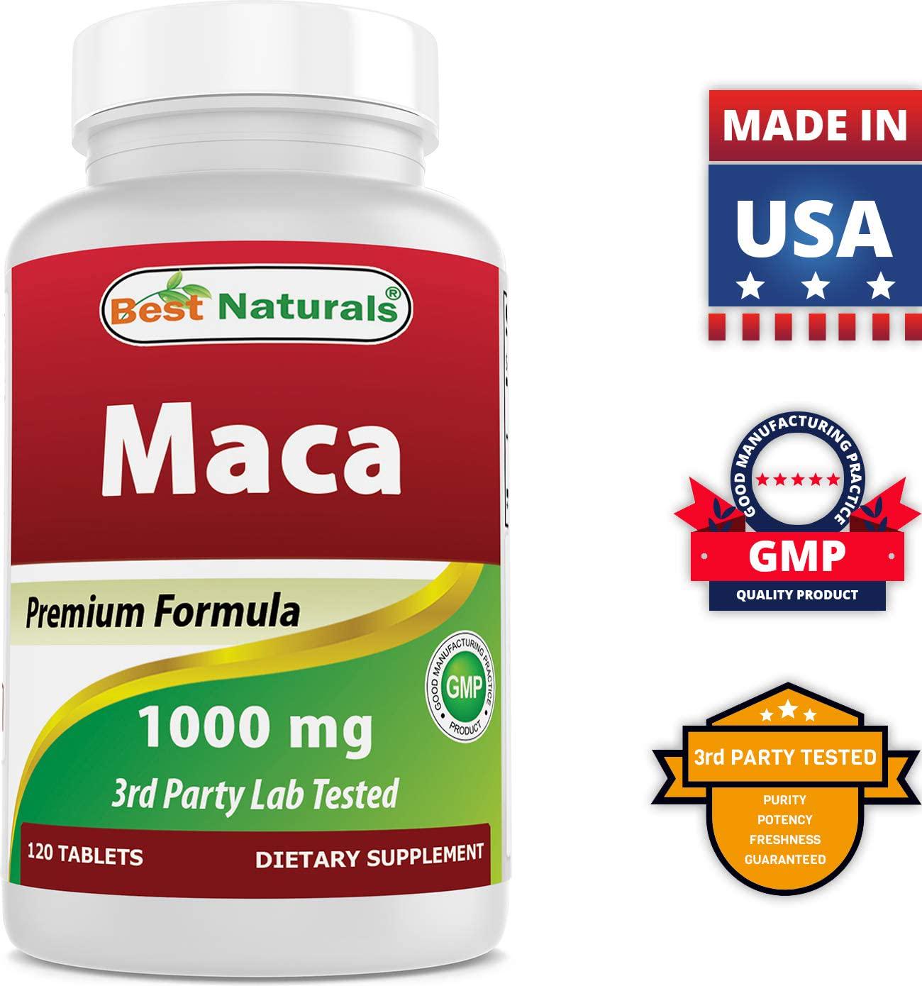 Best Naturals Gelatinized Maca 1000mg per Tablet (Non-GMO), Supports Reproductive Health, Mood, Hormonal Balance, Cardiovascular Health and Immune Health*, 120 Count