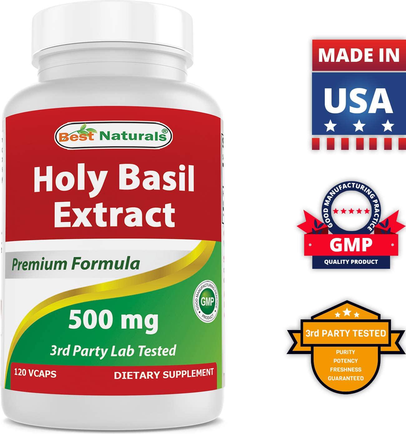 Best Naturals Holy Basil Stress Management 500 mg 120 Veggie Capsules