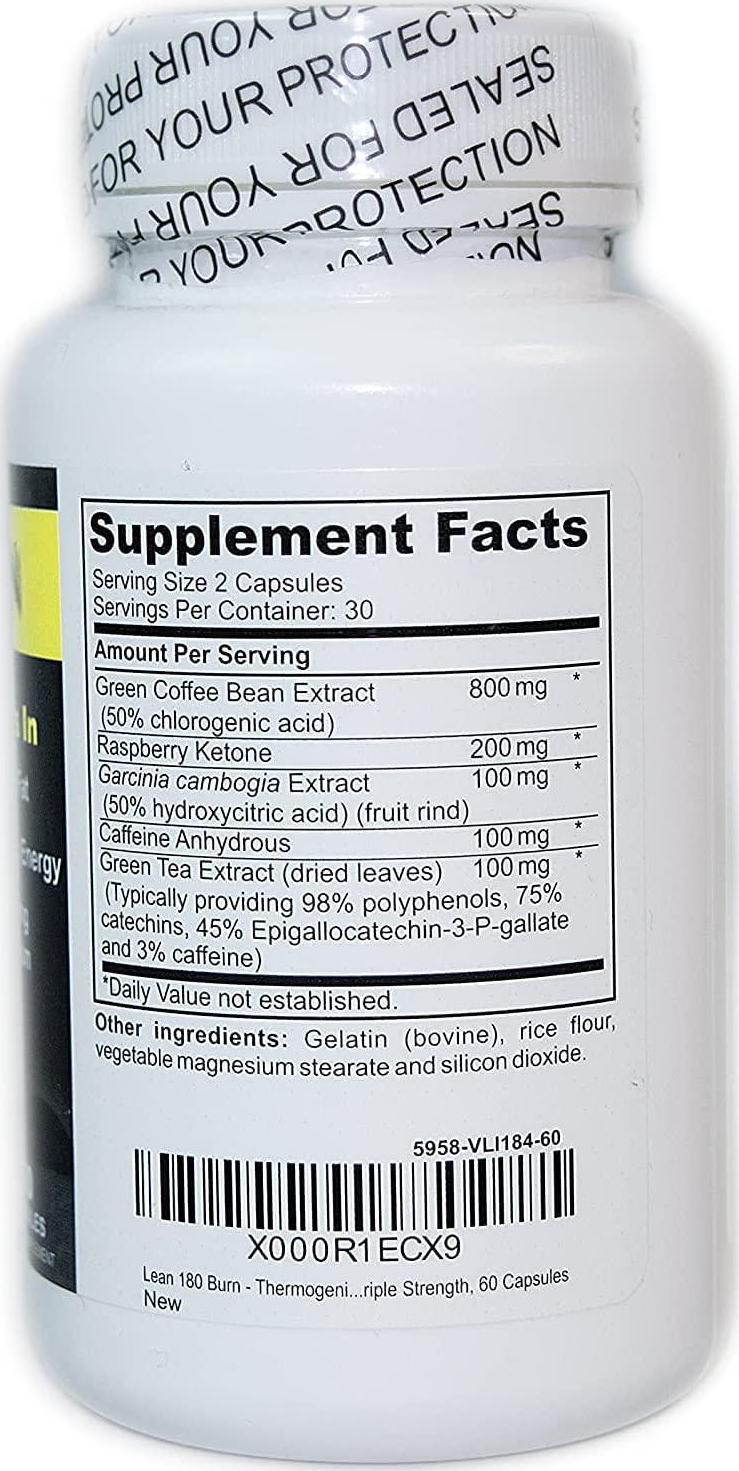 Best Weight Loss Supplement, Get Lean, Burn Body and Belly Fat, Break Through Plateaus, 100% All Natural Formula, Triple Strength (60 Capsules) Lean 180 Burn