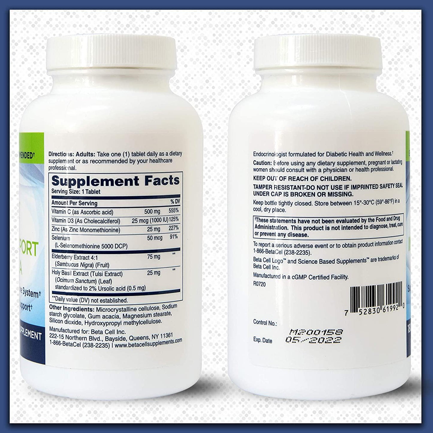 BetaCell Wellness Support Supplement for Adults | Vitamin C, Vitamin D3, Zinc, Elderberry, Holy Basil, Selenium | for A Healthy and Active Lifestyle | 6 Months’ Supply