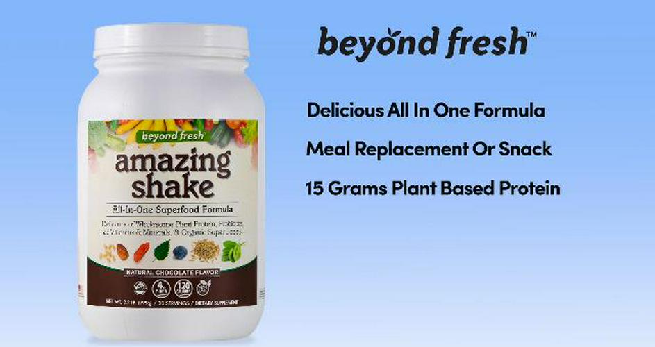 Beyond Fresh Amazing Shake, Superfood Formula, Plant Protein Based, Low Net Carbs, Wholefood Protein, Meal Replacement, Natural Chocolate Flavor, 999 Grams, White