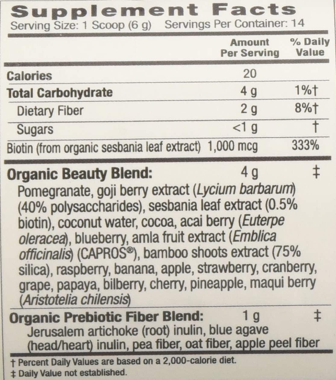 Beyond Fresh Beauty Booster Berry Flavor, Coconut, Blueberry and Biotin USDA Organic, 14 servings
