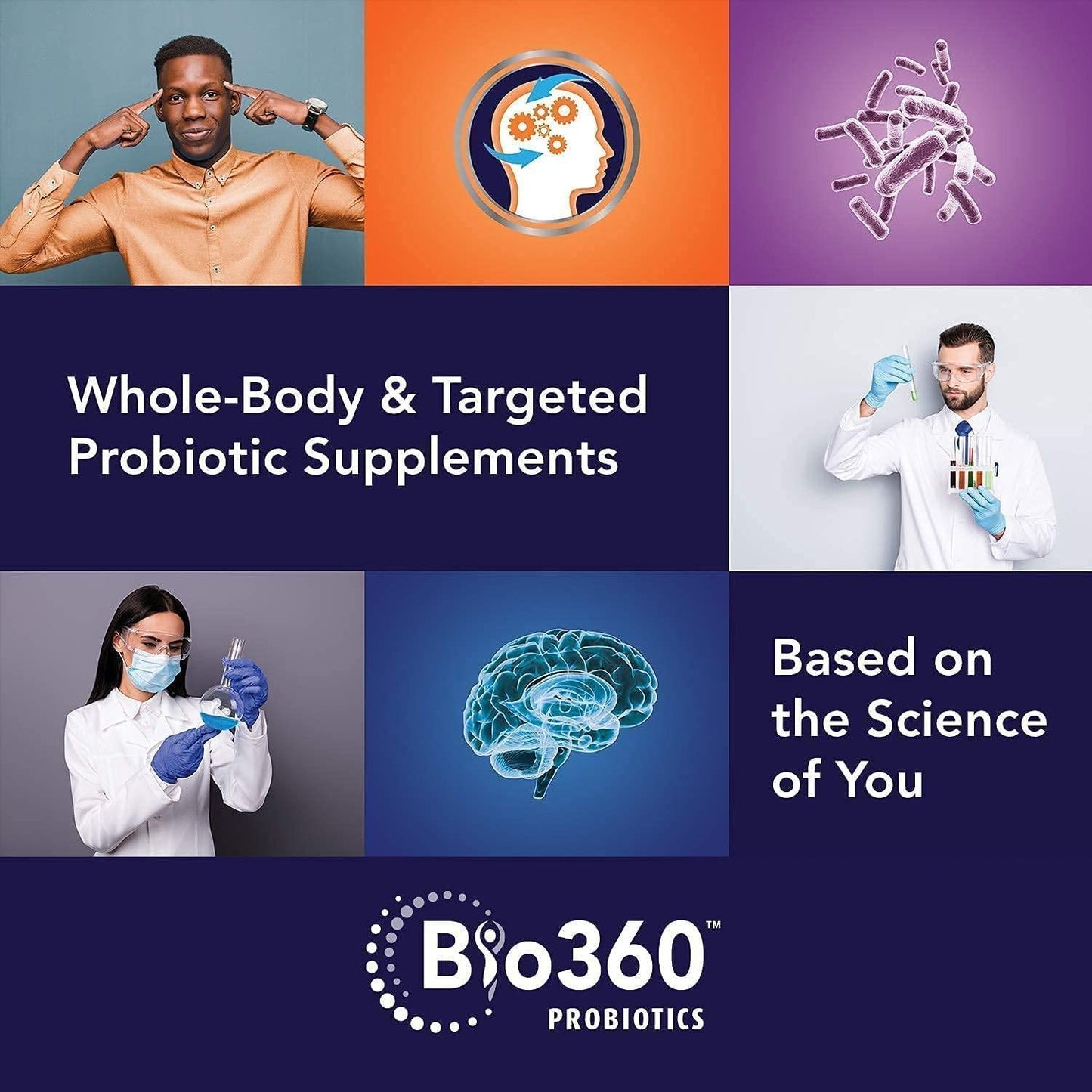 Bio360 Probiotics | Cognitive Support Formula | Brain Health and Mental Energy Probiotic for Women and Men | Vitamin-enriched | 30 Vegan Supplements