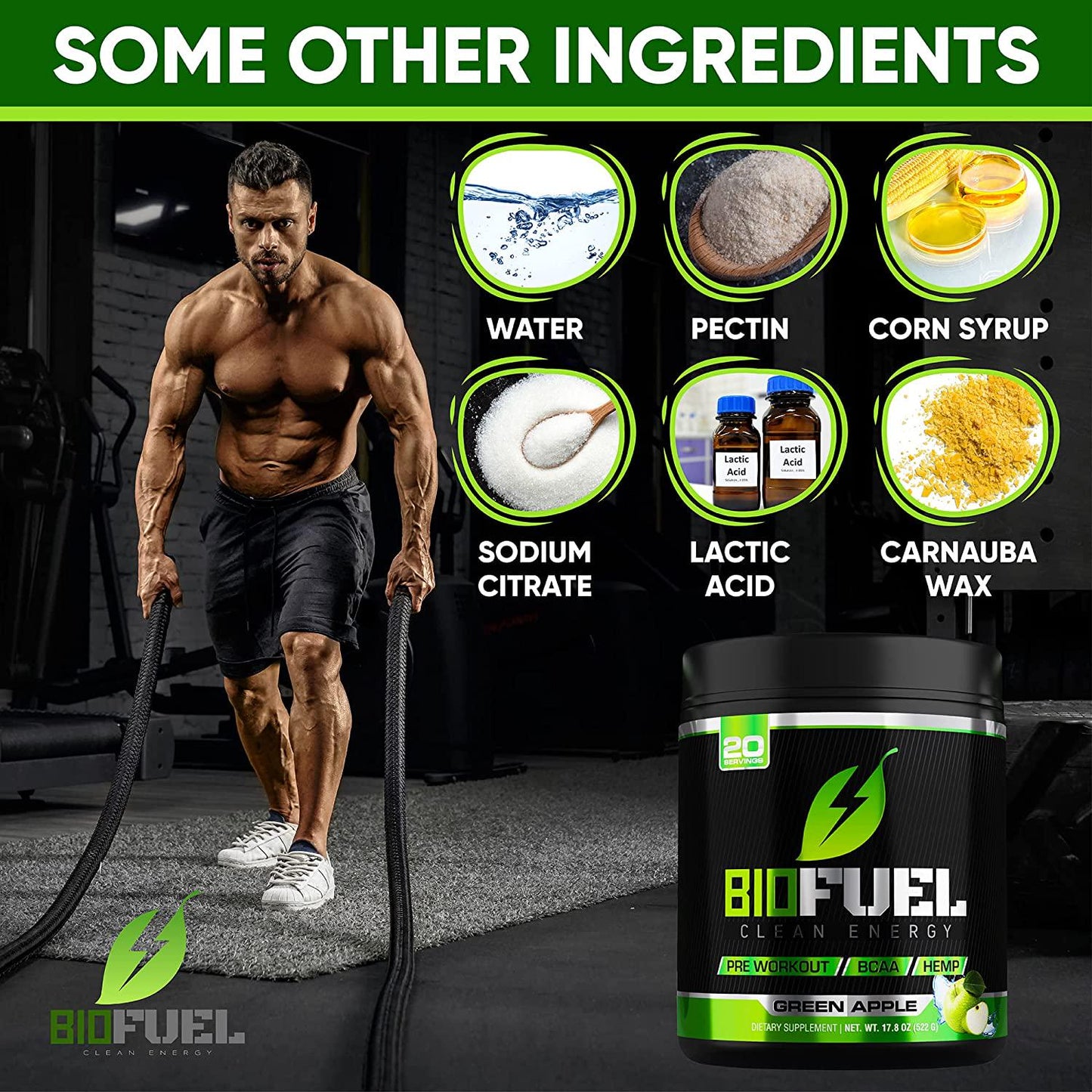 BioFUEL Vegan Pre Workout Gummies | Vegan BCAAs | Hemp Isolate - Supplement for Men and Women - Caffeine Free + Vegan Friendly + BCAA and Hemp Isolate for Elite Muscle Healing - 20 Servings