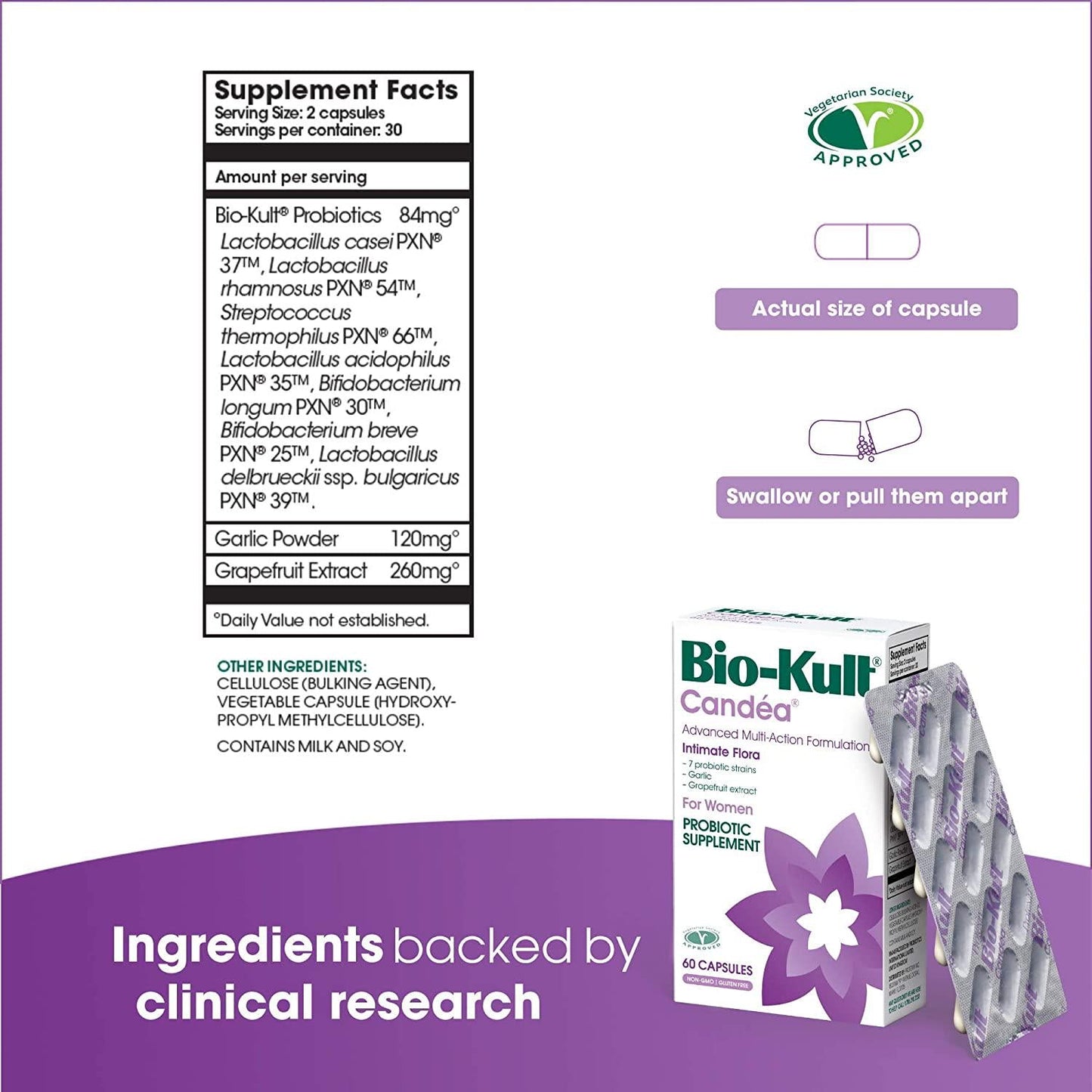 Bio-Kult Candea - 60 Capsules - Probiotic for Intimate Flora, Probiotic for Women, Probiotic for Men, with Garlic and Grapefruit Extract