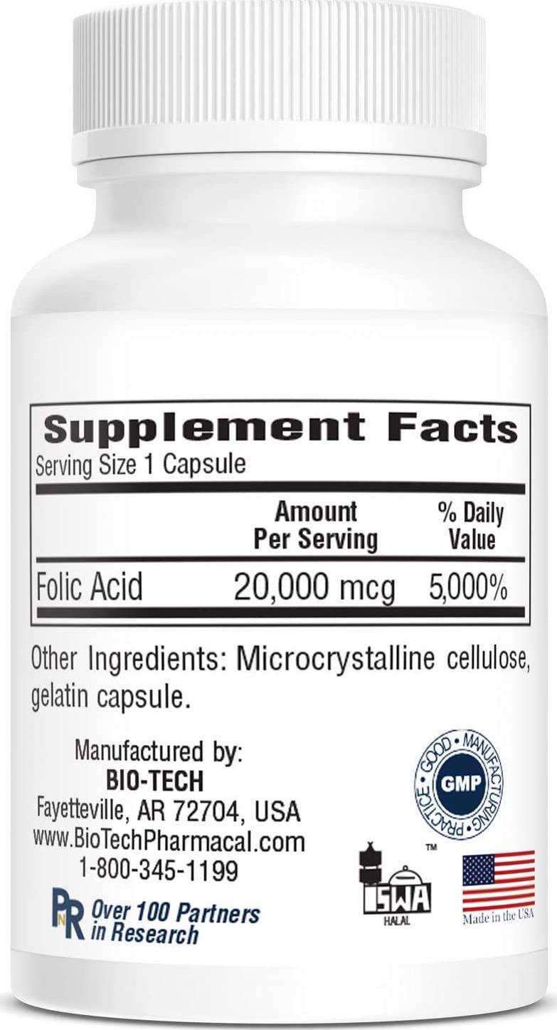 Bio-Tech Pharmacal Folic Acid (20mg, 100 Count)