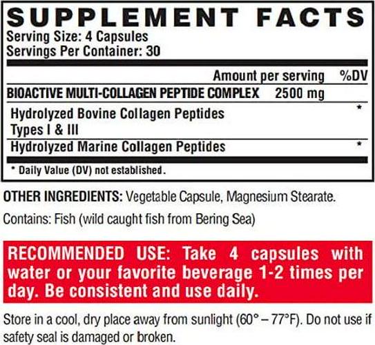 Bioactive Collagen Peptides | Joint Support, Bone Strength | Skin, Nails, and Hair Health | 120 Veggie Capsules