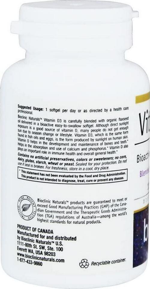 Bioclinic Naturals - Vitamin D3 1000 IU 180 softgels