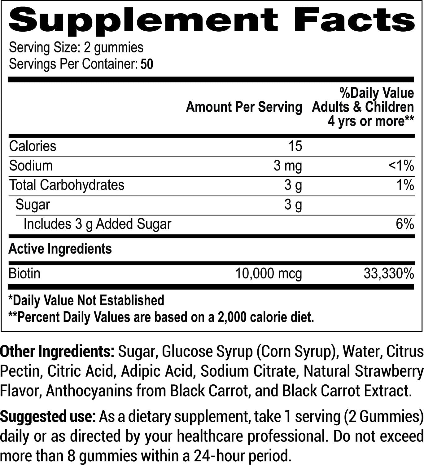 Biotin 10000 mcg Gummies - 60 Count