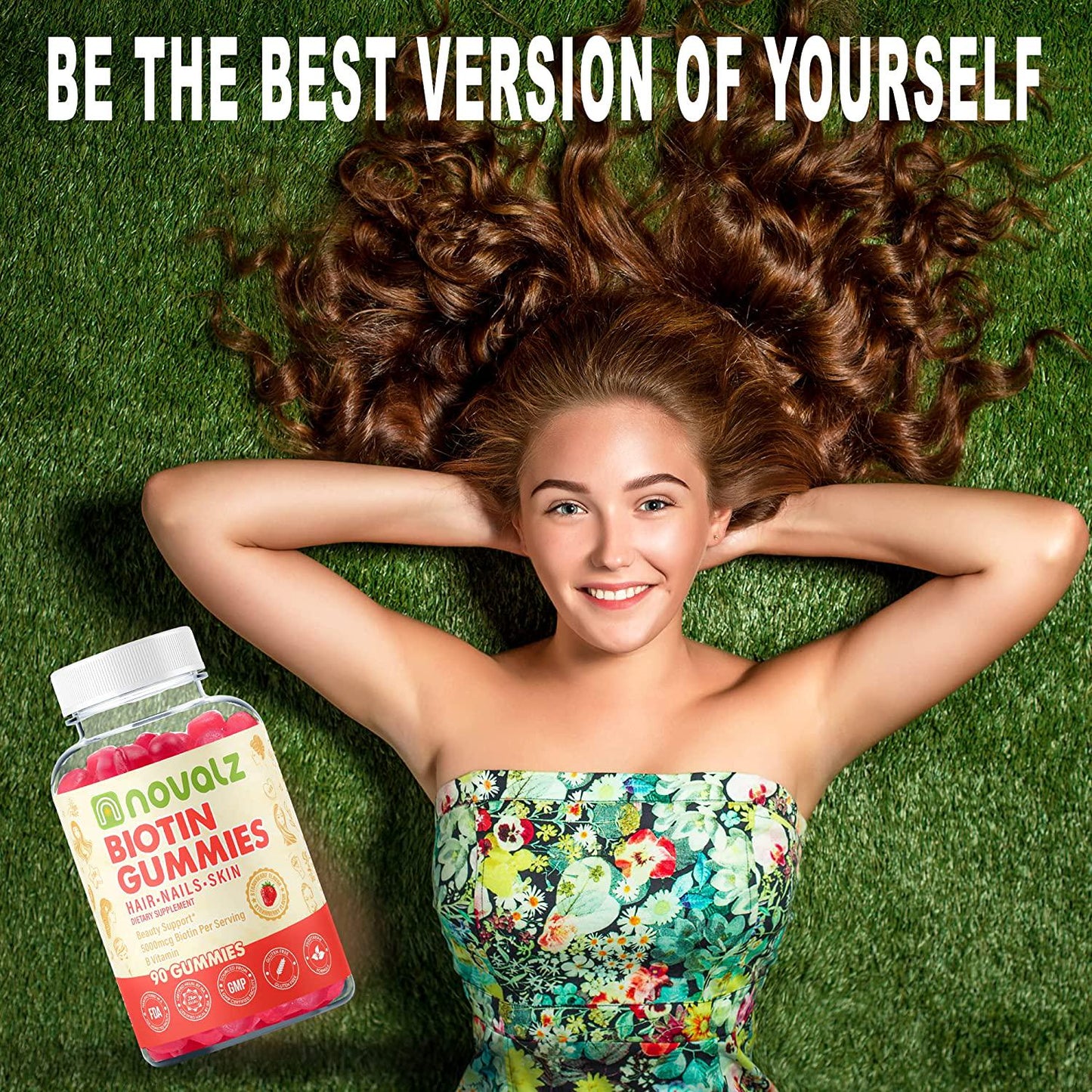 Biotin Gummies for Hair Growth , Nails and Skin, 5000 mcg per Serving Chews with Vitamin B and C, Halal, Kosher, Gluten Free, and Vegan Friendly, Healthy Hair Supplement for Men and Women. 90 Counts