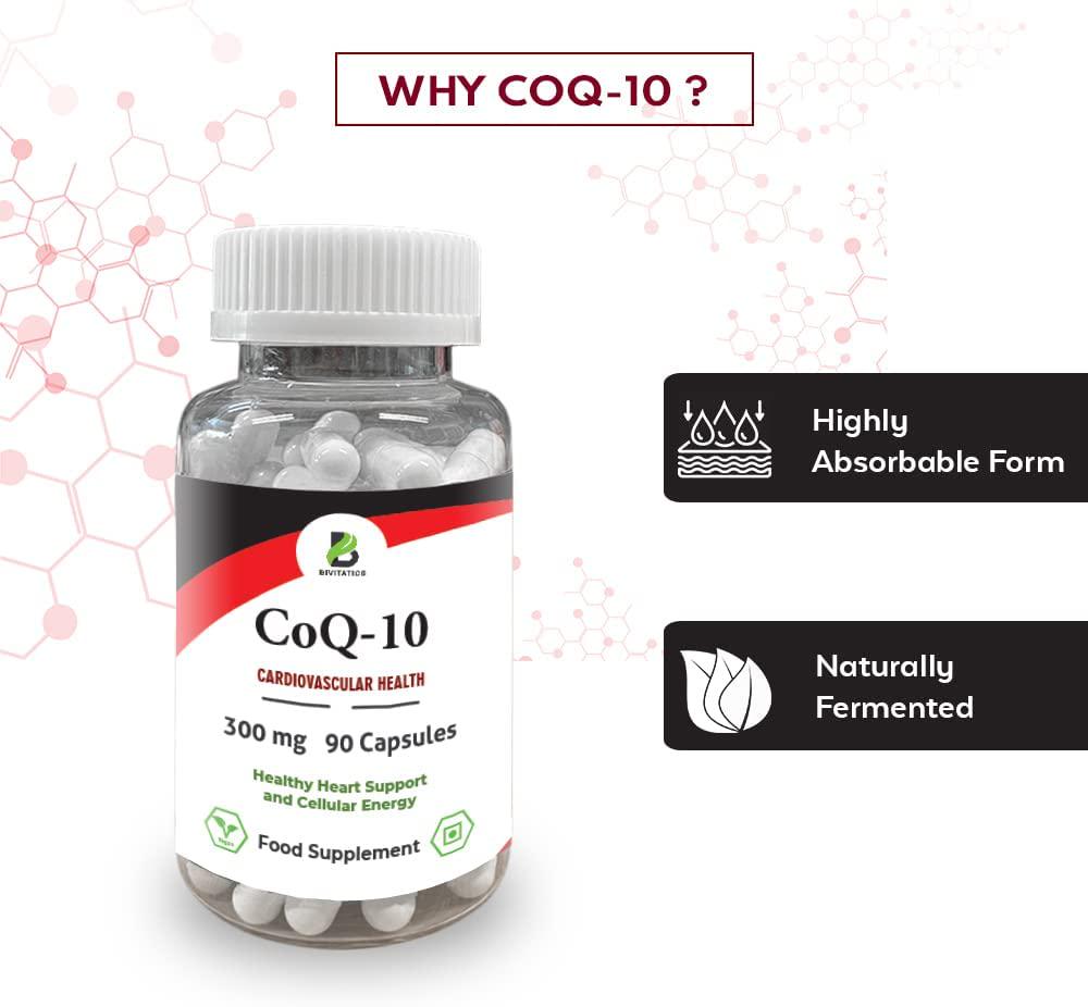 Bivitatics Co Enzyme Q10 300mg Capsules, 90 Super Strength, Vegetarian Friendly, High Absorption CoQ10 Capsules, Made to GMP Standards