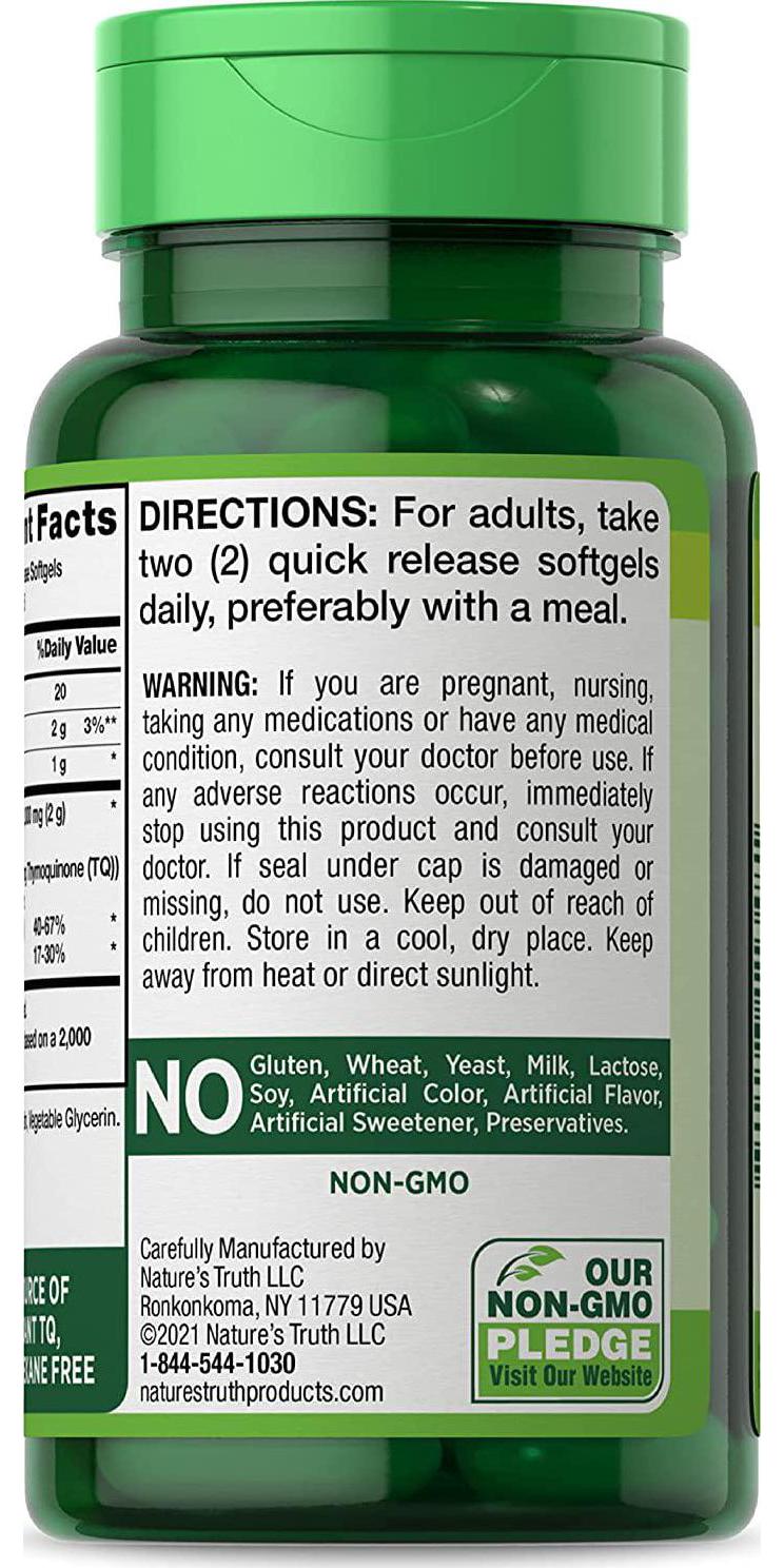 Black Cumin Seed Oil 2000 mg | 50 Softgel Capsules | Cold Pressed Pills | Non-GMO, Gluten Free | by Nature's Truth