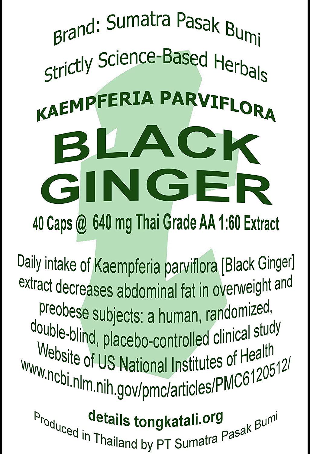 Black Ginger (Kaempferia Parviflora) , 40 x 640 mg Thai Grade AA1:60 Extract