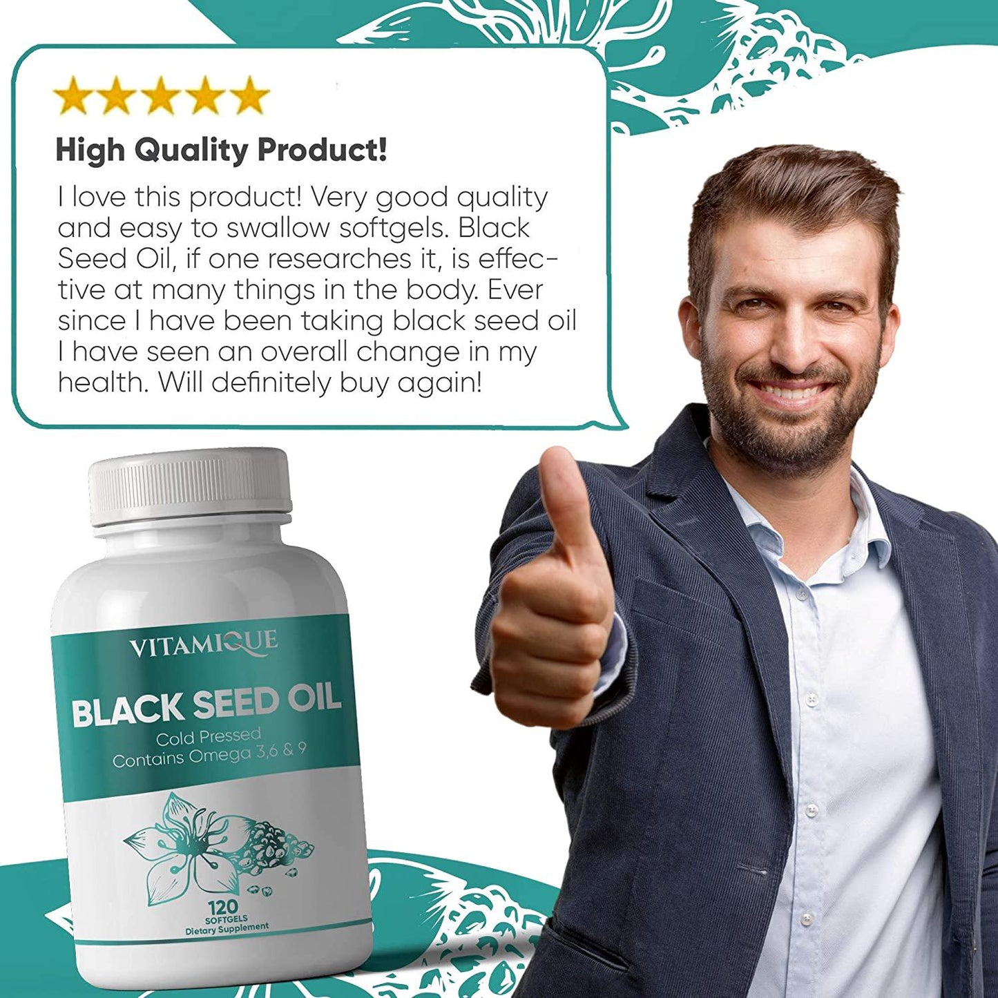 Black Seed Oil 1000mg per Serving, Omega 3 6 9, Cold Pressed Black Seed Oil Capsules for Heart Health, Antioxidant, Immune and Digestive System Support, 120 Softgels Nigella Sativa Black Cumin Seed Oil