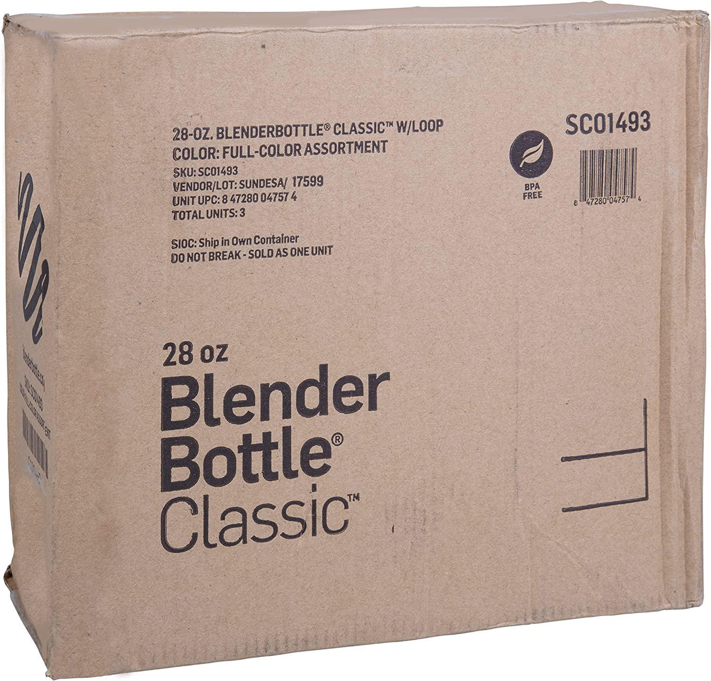 BlenderBottle 28 Ounce - Red, White and Blue 3 Pack with Loop and Blenderball