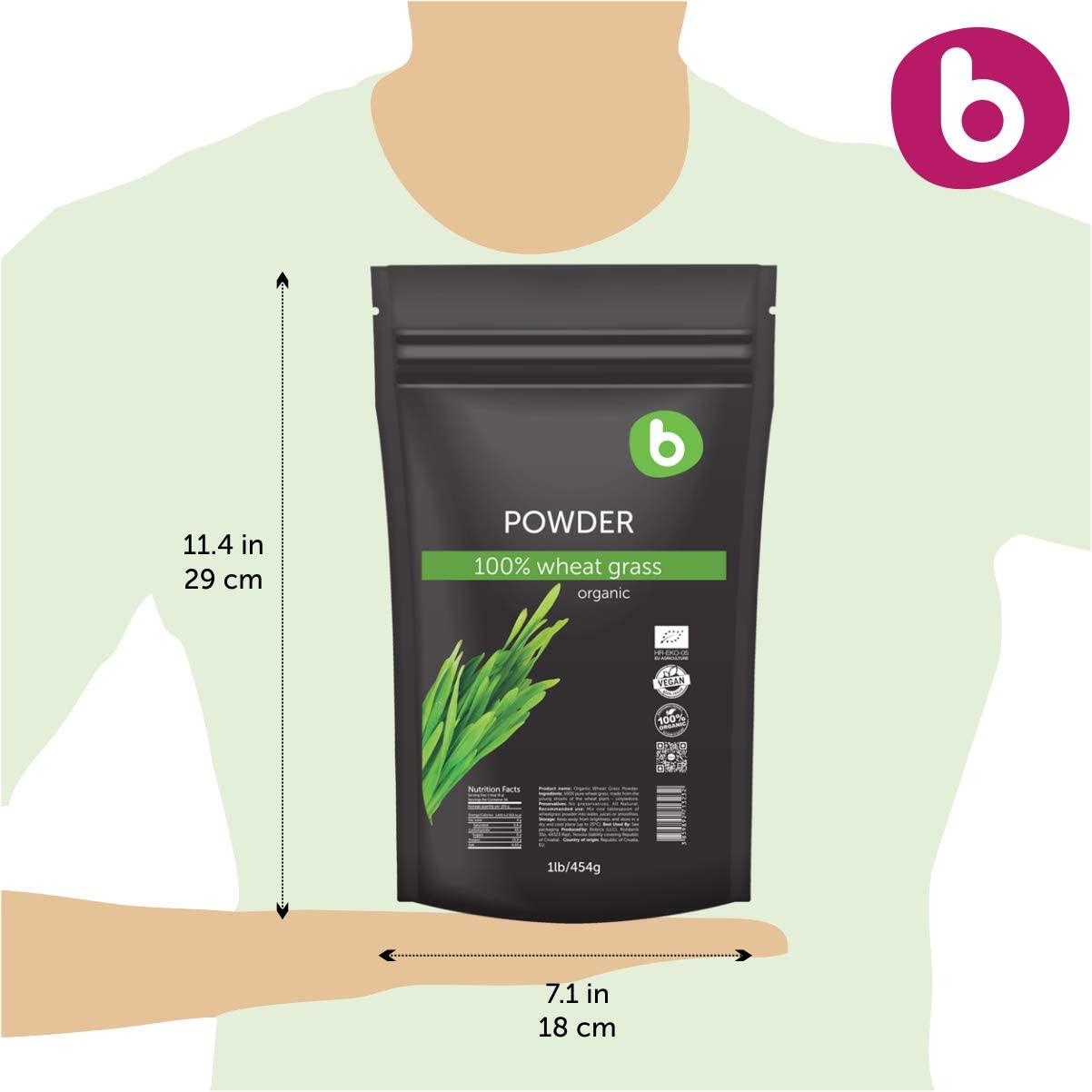 Bobica's Premium European Organic Wheat Grass Powder | 1lb/454g | Superfood, Vegan, Detox, Alkalize, Fiber, Chlorophyll, Antioxidants, Minerals | 100% Pure, Non-GMO, Gluten-Free, Raw |