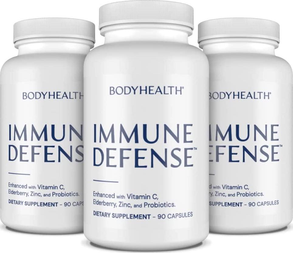 BodyHealth Immune Defense (90 Capsules) Enhanced with Elderberry, Zinc, Vitamin-C and Probiotics