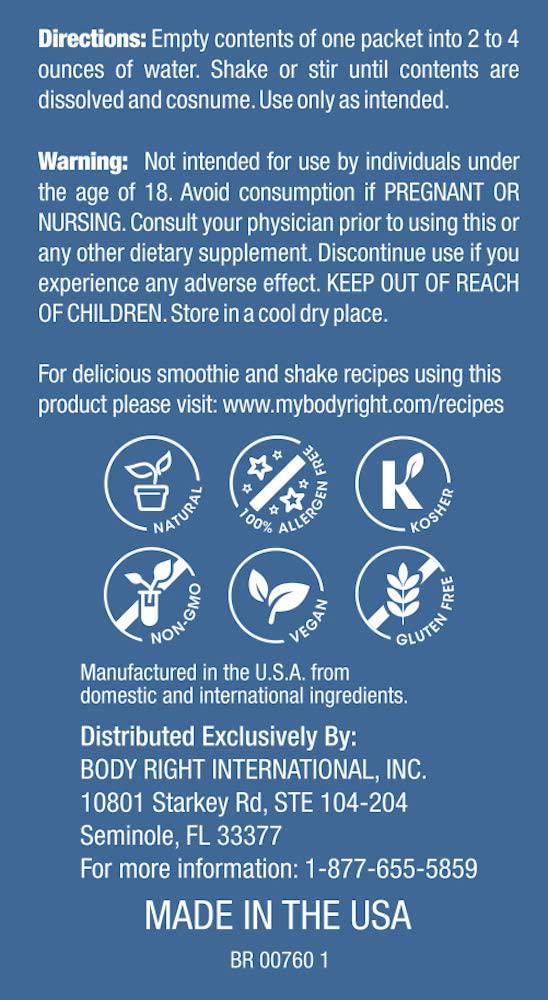 BodyRight Prebiotic Fiber Shot - 100% Natural Fiber Supplement Powder - 30 Servings - Soluble - Orange Flavor Fiber Powder - Vegan Organic Dietary Nutritional Supplements for Men and Women