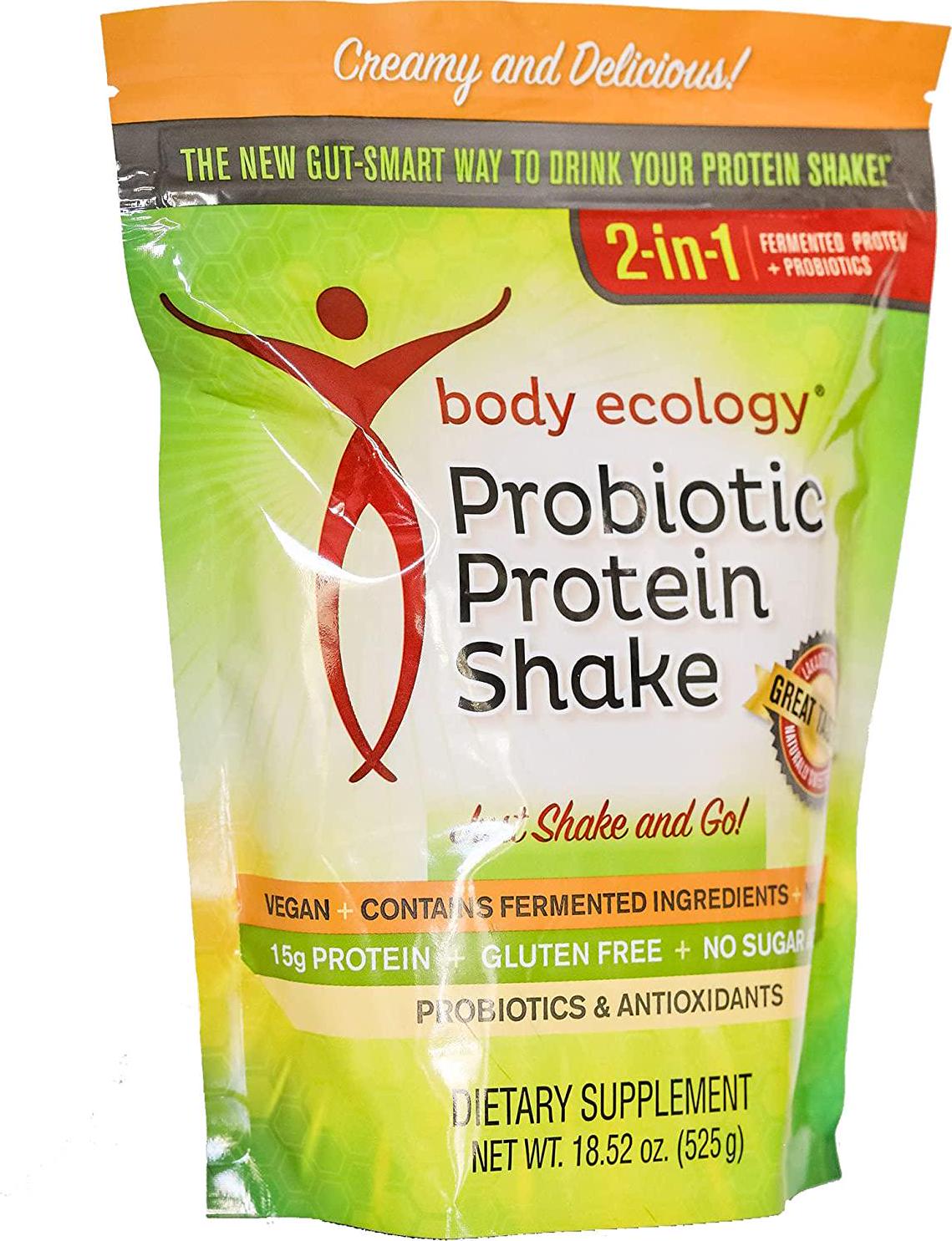 Body Ecology Probiotic Protein Shake Powder | Vegan, Fermented, Organic, Non-GMO, Gluten Free, Soy Free, Dairy Free, No Sugar Added | 15g of Protein | 23 Servings