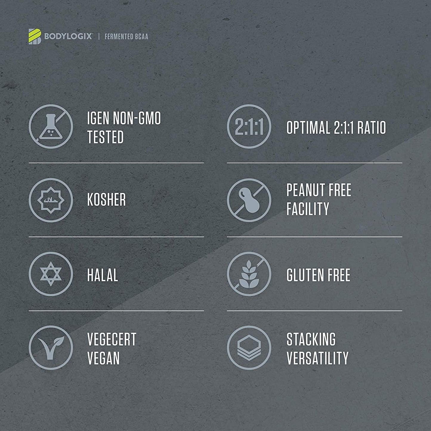 Bodylogix Fermented BCAA Powder, NSF Certified, Unflavored, 300g