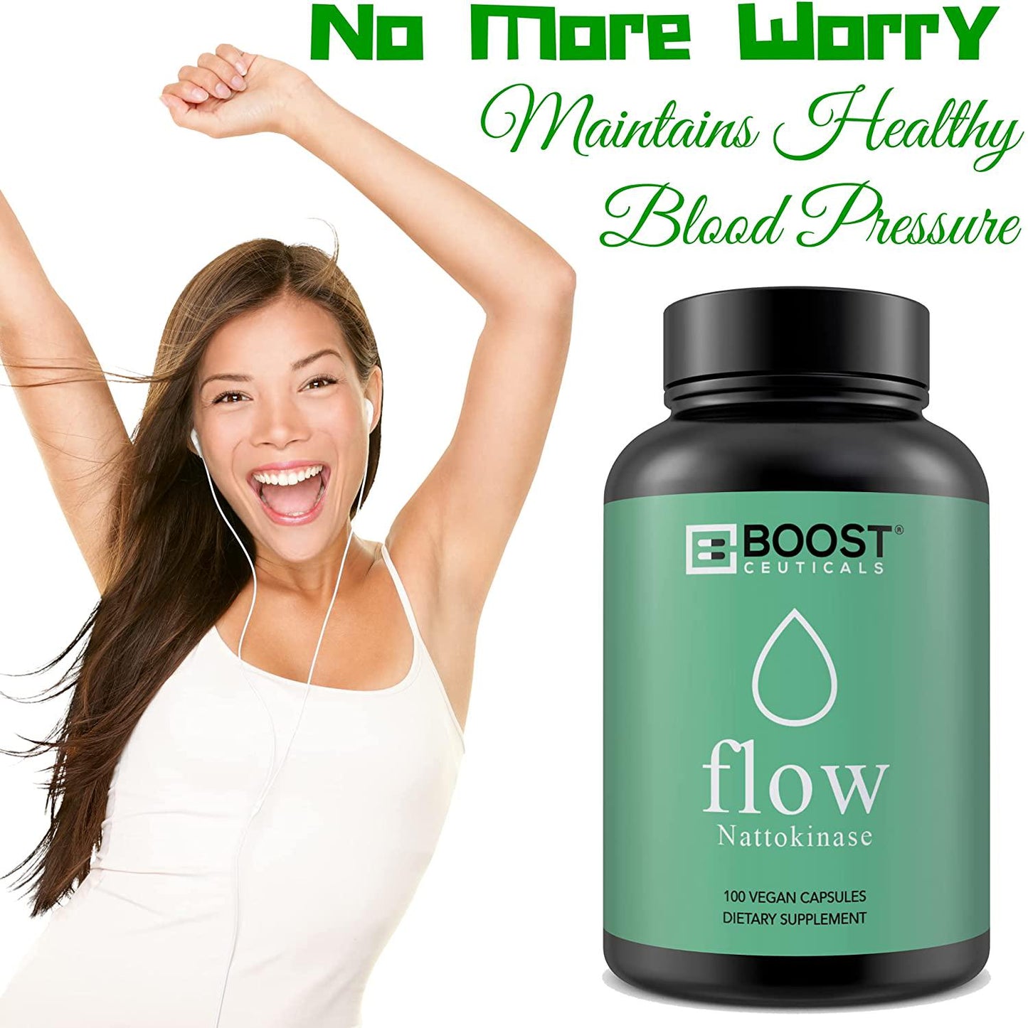 BoostCeuticals Nattokinase 100 200 mg Ideal No Additives 4000FU Supplement – Vegan – Non GMO Gluten Free Pure Natural Blood Thinner - 100 Servings Per Bottle