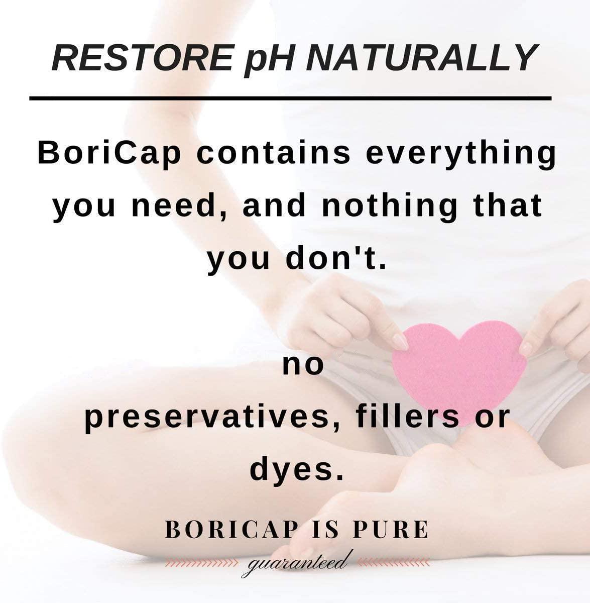 BoriCap Boric Acid Suppositories Contain Only Boric Acid, Gelatin Capsule, Helps Maintain Vaginal Health, Easy to Insert, Made in The USA, 30 Capsules