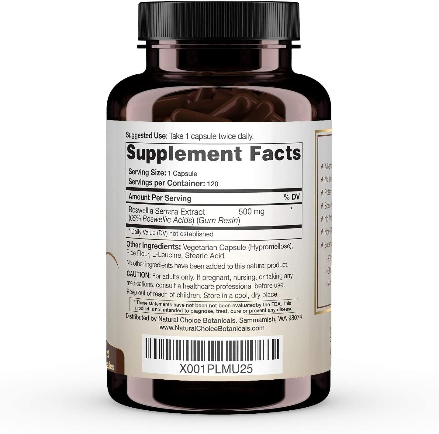 Boswellia Serrata Extract (65% Boswellic Acids) Supplement - 120 Capsules, 2 Month Supply