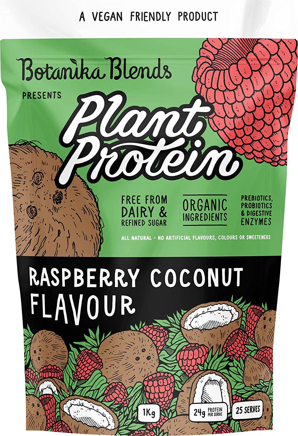 Botanika Blends Plant Protein Powder, Cream, Raspberry Coconut, Raspberry, 1000 g