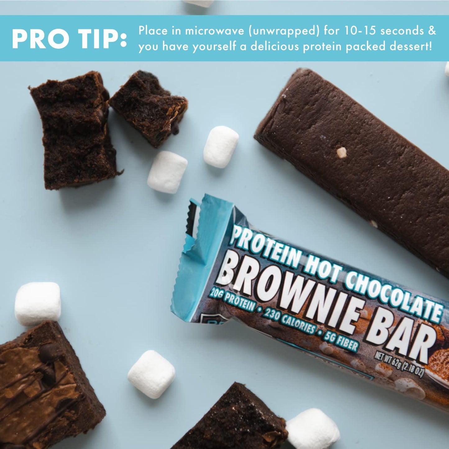 Bowmar Nutrition Protein Bars, Protein Bars, 20g Of Protein, Soft and Chewy, Box Of 12 (Hot Chocolate Brownie)