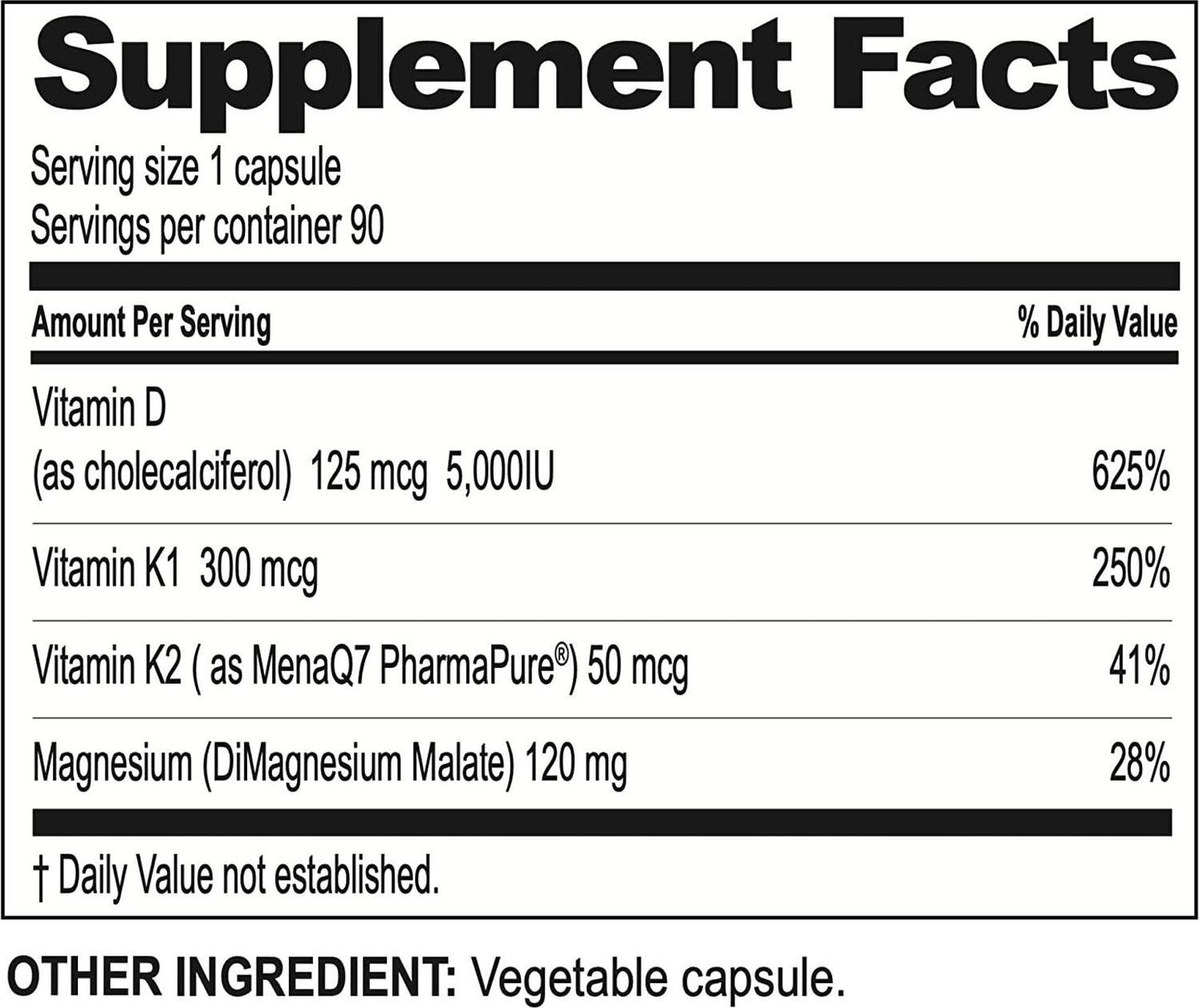 Brain Basics Opti D3 Plus | Vitamin D3 5,000IU, Vitamin K1 and K2, and Magnesium | 90 Servings