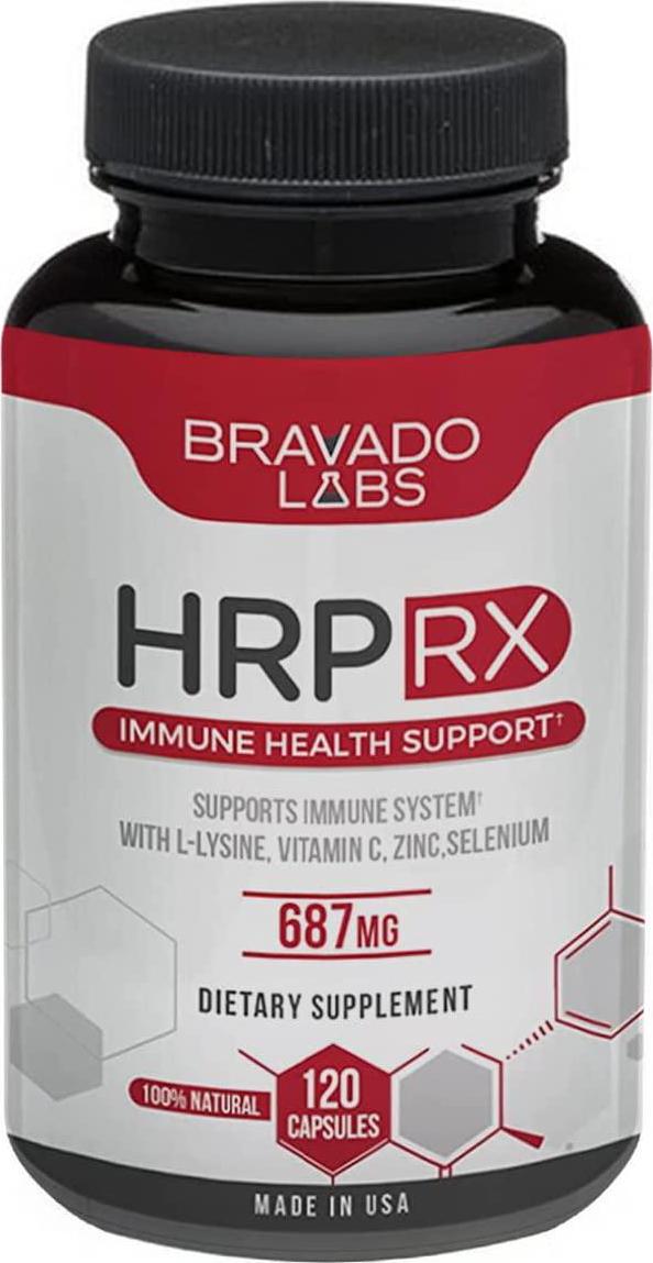 Bravado Labs Premium Herpees Supplement - Outbreak Support with Super Lysine - Immune Support Medicine Supplement for Adults (120 Capsules)