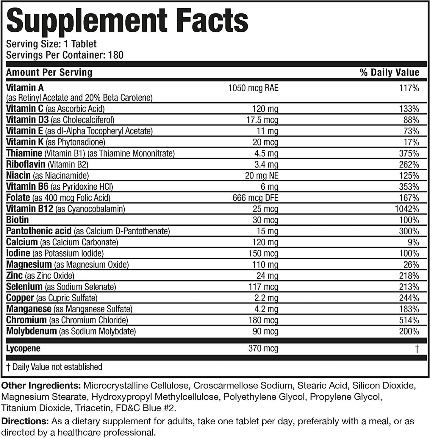 Bronson ONE Daily Mens 50+ Complete Multivitamin Multimineral (180)