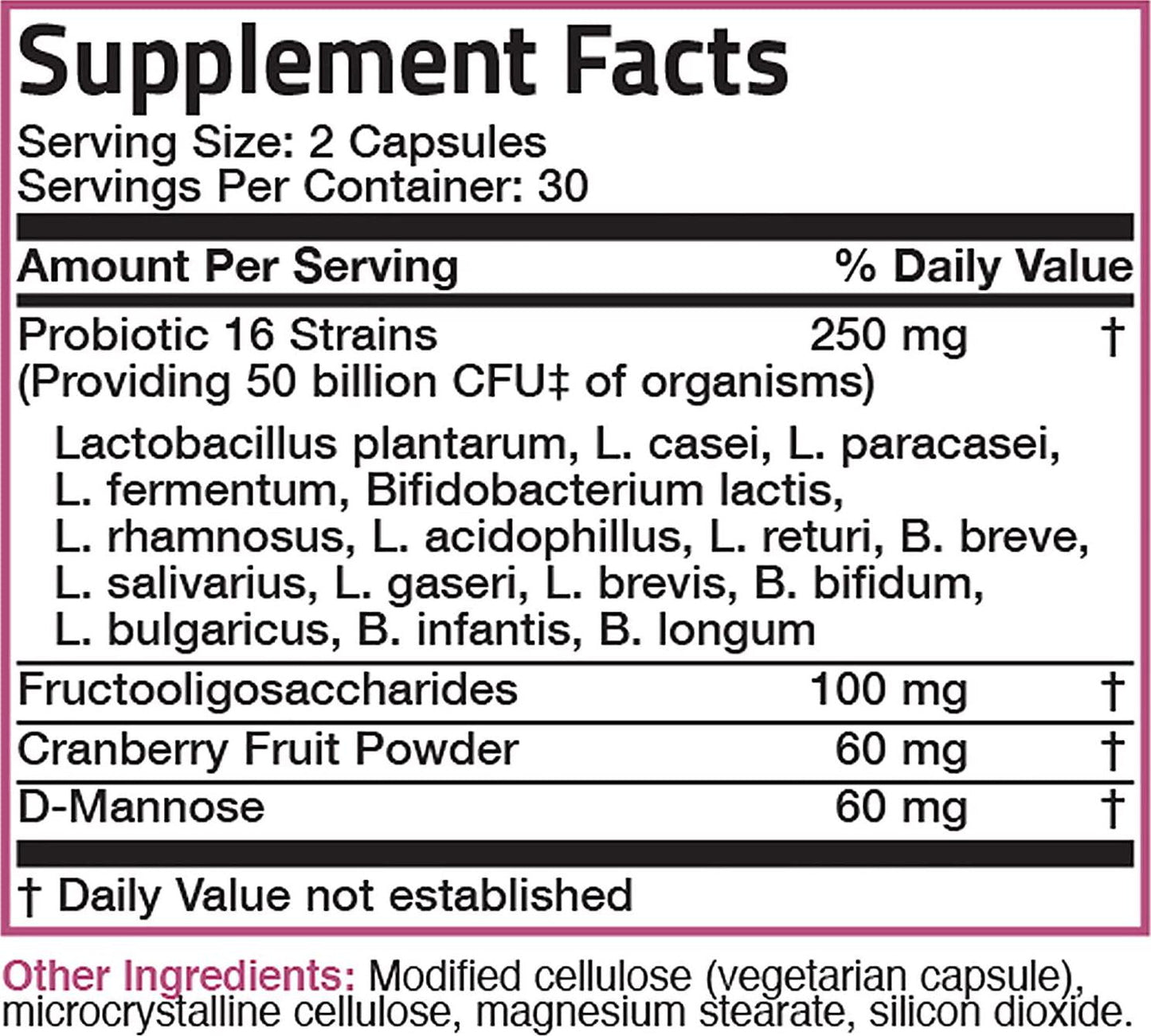 Bronson Women's Probiotic 50 Billion CFU + Prebiotic with Cranberry and D-Mannose – Vaginal Health, Healthy Digestion, Immune Function and Urinary Tract Support, Non-GMO, 60 Vegetarian Capsules