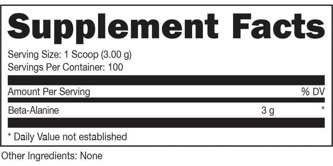 Bucked Up Beta Alanine 300mg Powder, Raw Performance (100 Servings)