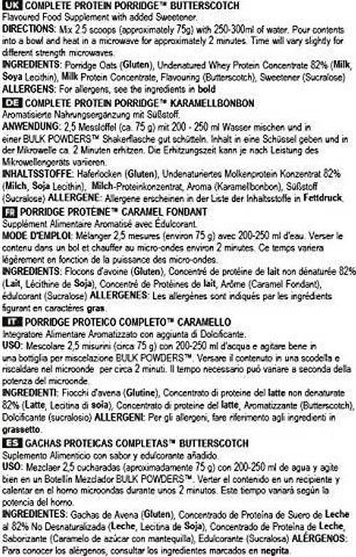 Bulk Protein Porridge Mix, Butterscotch, 1 kg, Packaging May Vary