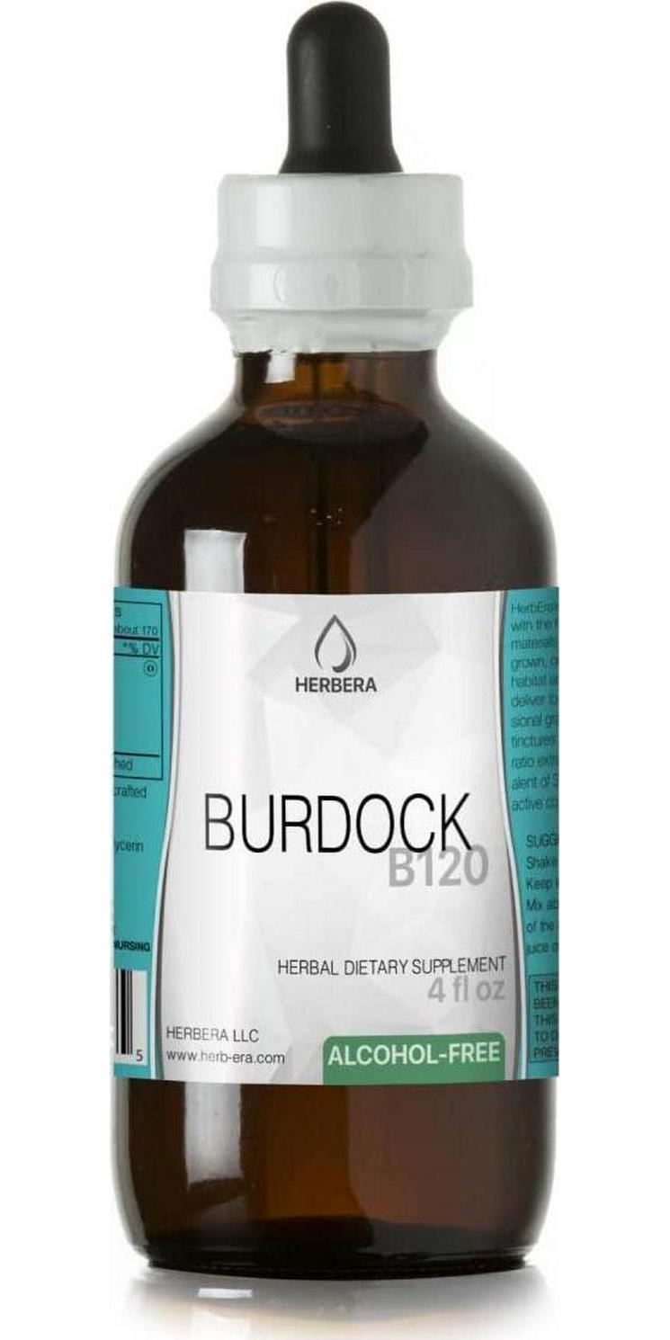 Burdock B120 Alcohol-Free Herbal Extract Tincture, Organic Burdock (Arctium Lappa) Dried Root (4 fl oz)