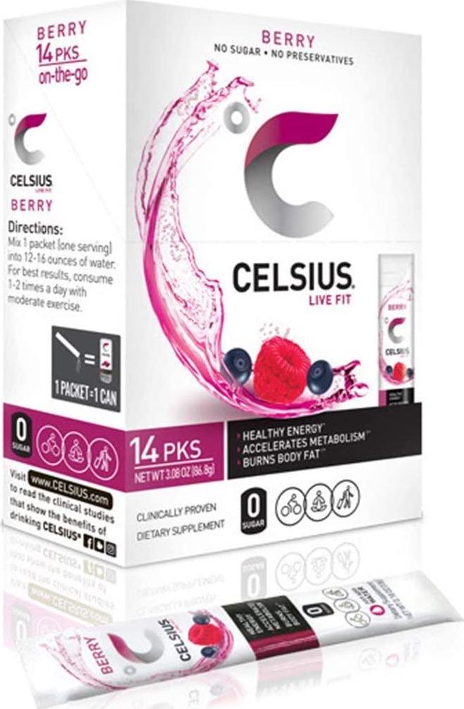 CELSIUS Berry On-the-Go Powder Stick Packs, Pack of 14