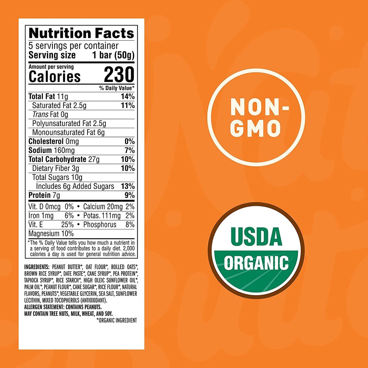 CLIF Nut Butter Bar - Organic Snack Bars - Peanut Butter - Organic - Plant Protein - Non-GMOÂ (1.76 Ounce Protein Snack Bars, 5 Count)