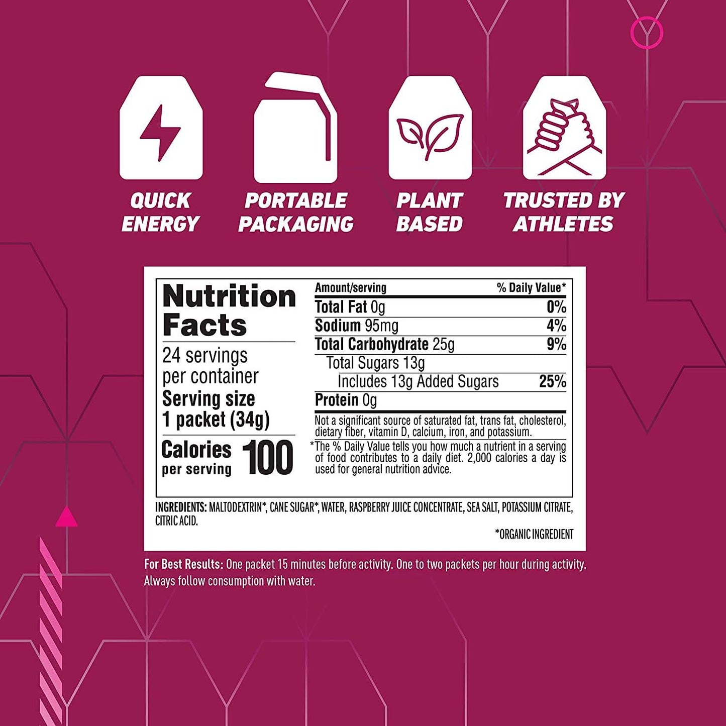 CLIF SHOT - Energy Gels - Razz - Non-GMO - Non-Caffeinated - Fast Carbs for Energy - High Performance and Endurance - Fast Fuel for Cycling and Running (1.2 Ounce Packet, 24 Count)