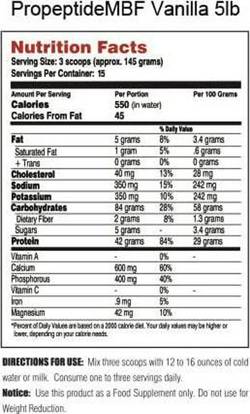 CNP Pro Peptide - MBF (Mass Building Formula) Professional Grade Protein Powder, Weight Gainer (5lb, Vanilla)