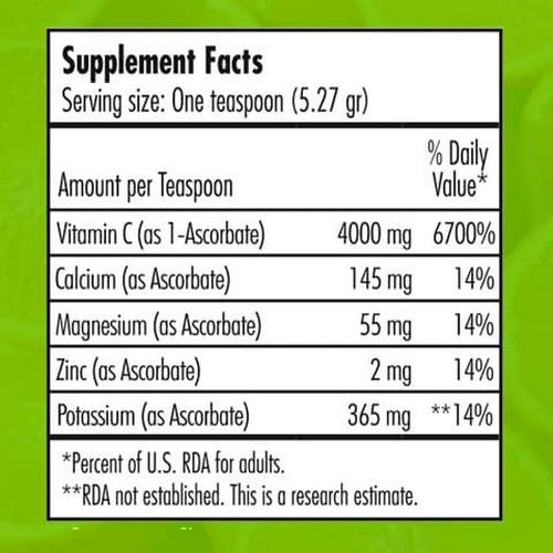 C-Salts Buffered Vitamin C Powder (1000mg - 4000mg), 43+ Servings, 0.5 lbs (8oz)