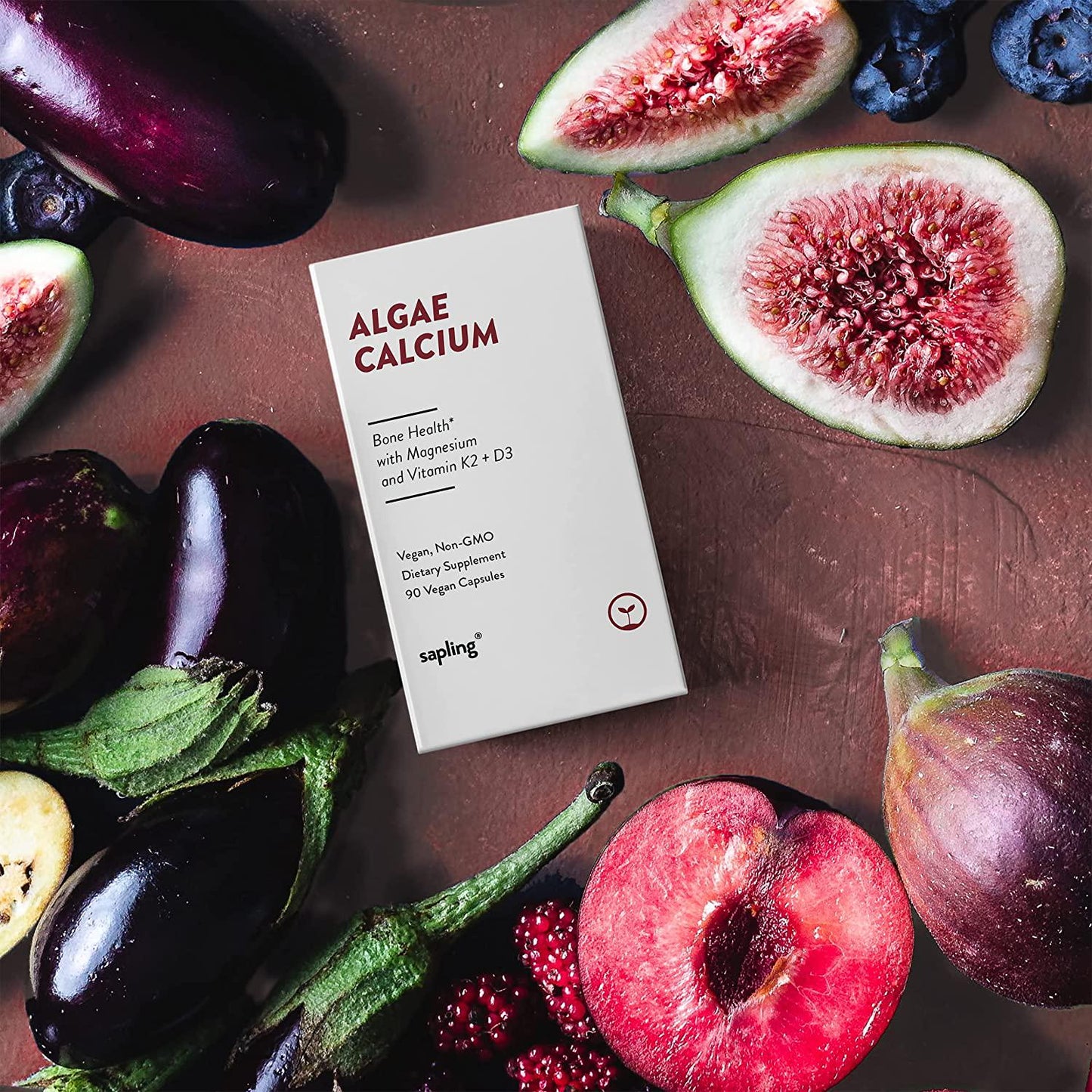 Calcium Supplement - Whole Food with Vitamin K2 and D3, Magnesium, Zinc, Boron, Mineral Complex. Sourced Sustainably from Red Algae. for Bone Strength and Support. Non-GMO and Vegan 90 Capsules.