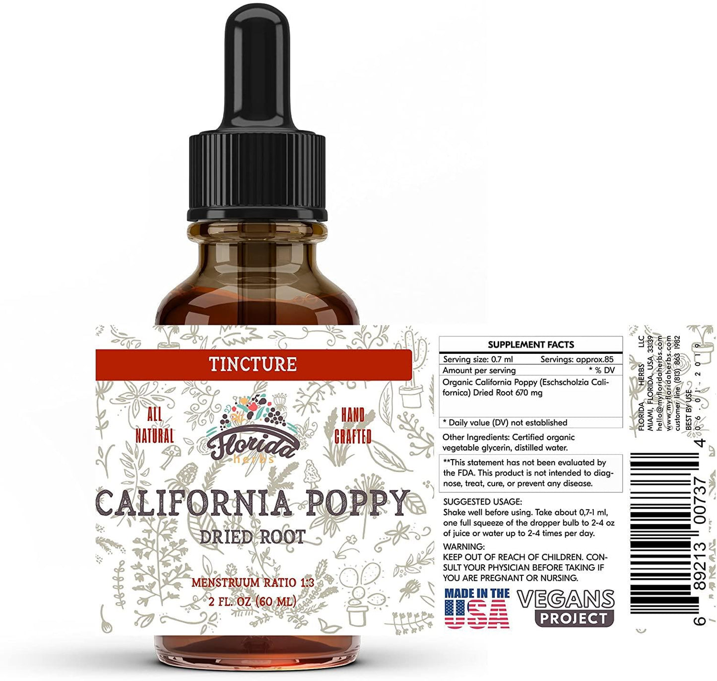 California Poppy Tincture, California Poppy Extract (Eschscholzia californica) California Poppy Drops
